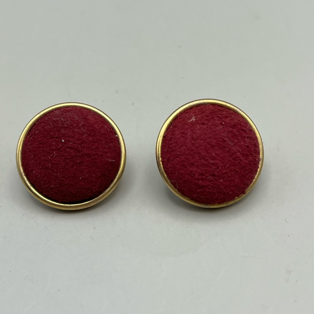 Elegant Gold and Red Button Earrings